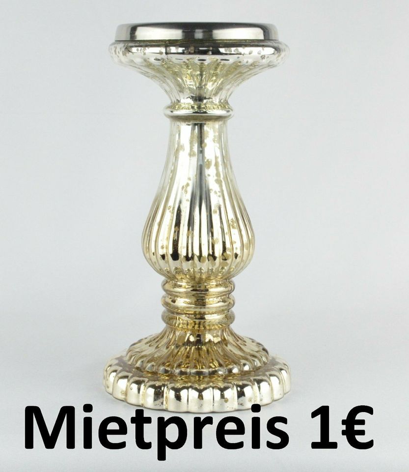 Kerzenständer Kerzenhalter Silber Glas Hochzeit Verlobung MIETEN in Wiesbaden