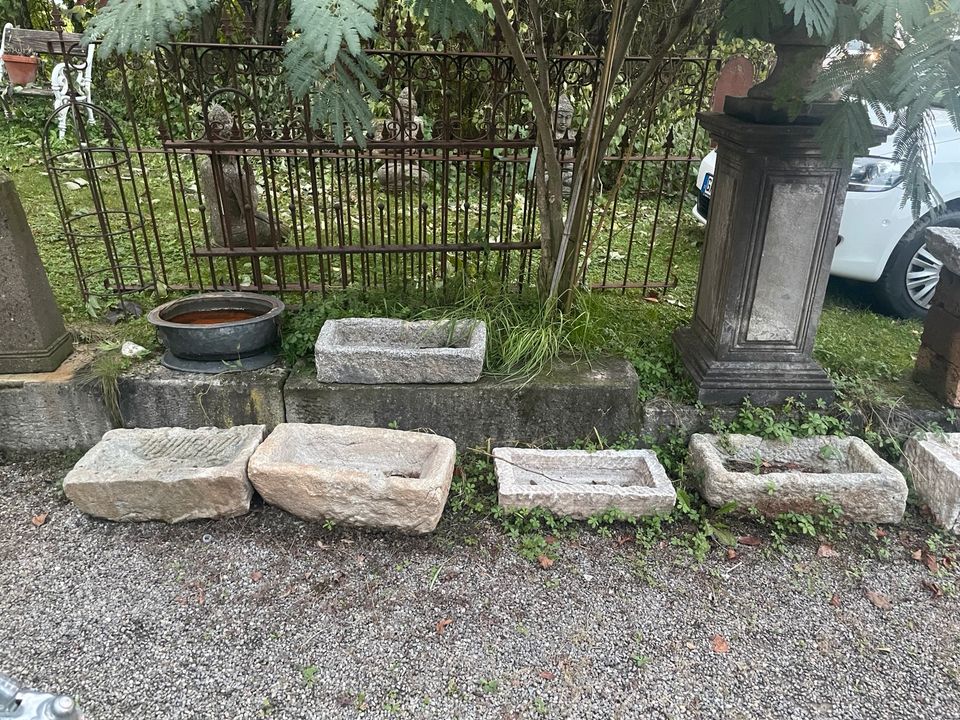 Marmor Steintopf Trog Pflanzschale antik Steintrog Garten in Baden