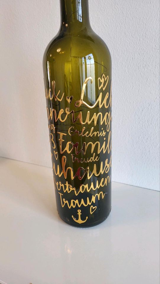 Deko Flasche mit Licht Handmade Familie Liebe Freunde Erinnerung in Havekost (b Schwarzenbek)