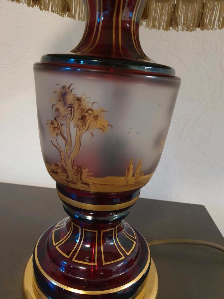 Tischleuchte Lampe Tischlampe Deko Glasfuß vintage in Koblenz