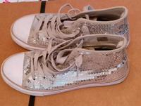 Schnürschuhe, Chucks Pailletten, Größe 41, silber/grau/weiß Bremen - Huchting Vorschau