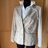 Blazer Damen So bin ich Heine beige 2in1 Sweat Kapuze weiß Gr 42 Hessen - Bischofsheim Vorschau