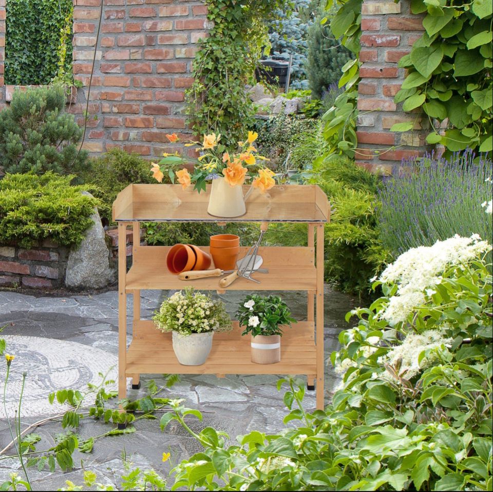 Pflanztisch Gärtnertisch Blumentisch mit Metall Arbeitsfläche in Kassel