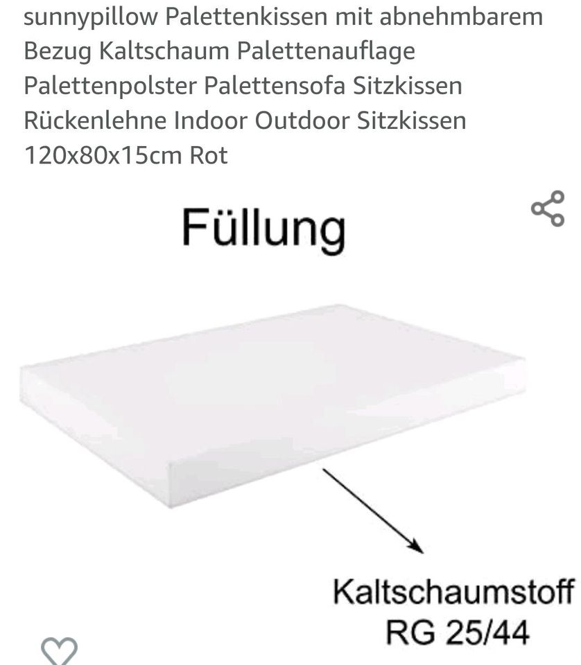 sunnypillow Palettenkissen mit abnehmbarem Bezug Kaltschaum