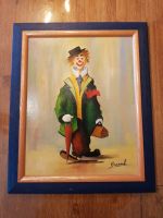 Alt Bild Clown Koffer Schirm Ölgemälde Holz Gemälde Öl Clownbild Hessen - Braunfels Vorschau