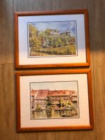 2 Wandbilder, Landschaftsbilder mit  Holzrahmen,43,5cm x 34cm Hessen - Dornburg Vorschau