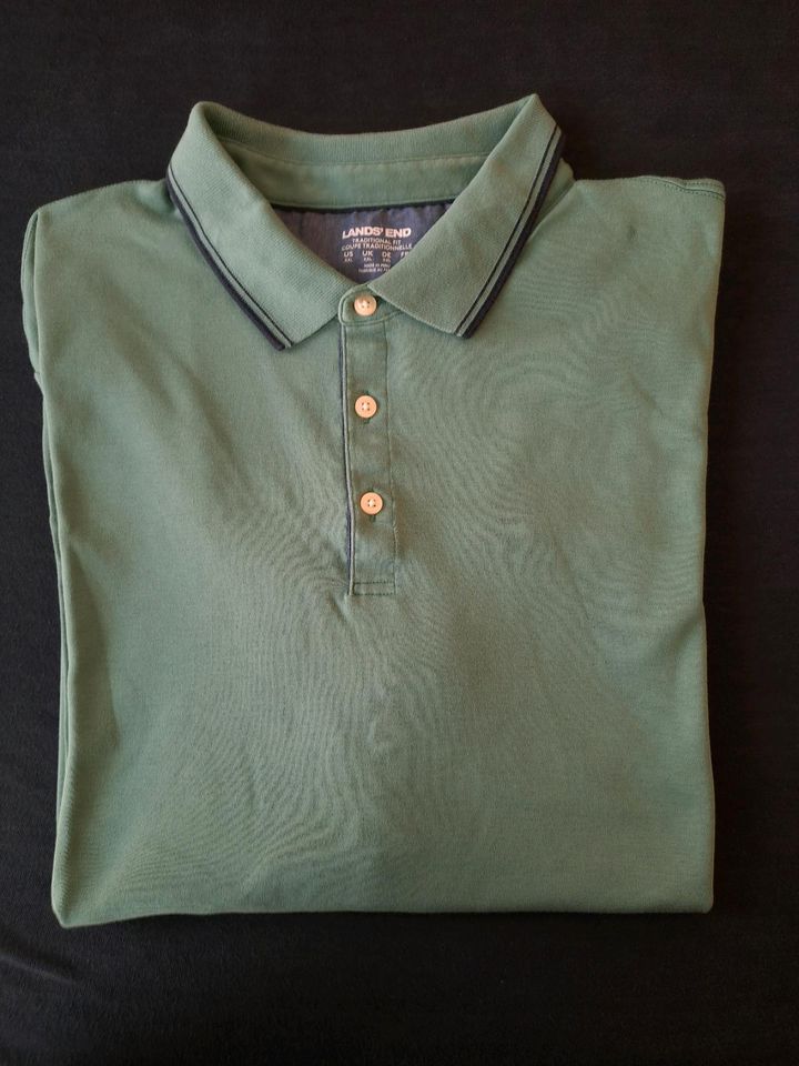 Lands End Poloshirt XXL Pima Baumwolle grün in Taunusstein