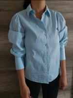 Reserved Puffärmel Bluse blau weiß Größe 34 Sachsen - Riesa Vorschau