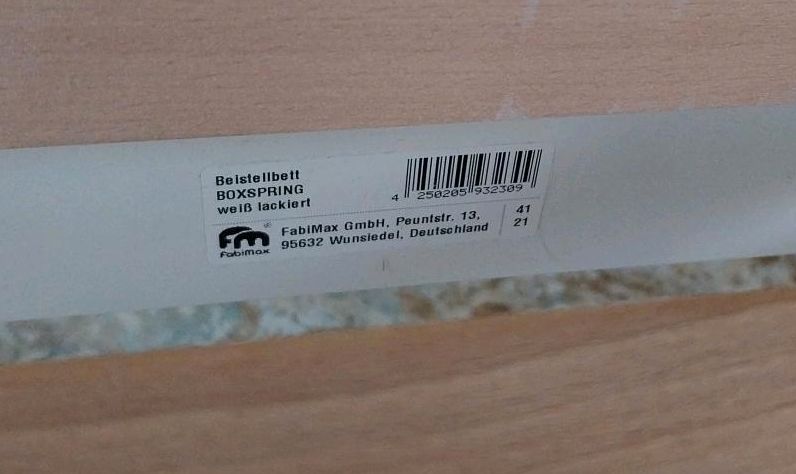 Fabimax beistellbett baby boxspring weiß holz gitter air Matratze in Brieselang