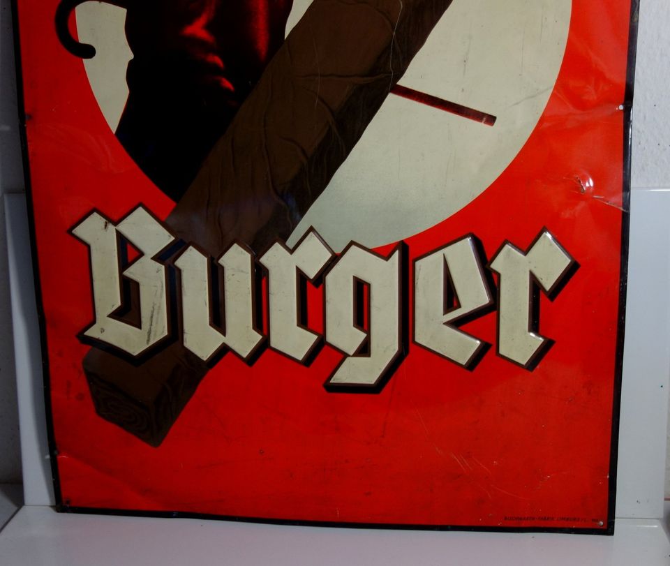 EXTRA RARE !!!Burger Werbung Reklame altes Blechschild 70 x 50 cm in Gelnhausen