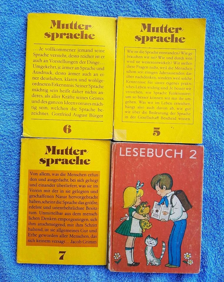 4 DDR Schulbücher,  Lesebuch 2, Unsere Muttersprache 5, 6, 7 in Leipzig