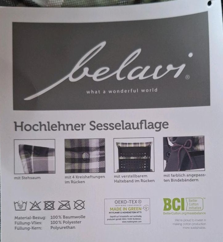 Kissen Auflage Hochlehner Sesselauflage Stuhlauflage grün/grau in  Niedersachsen - Bad Sachsa | eBay Kleinanzeigen ist jetzt Kleinanzeigen