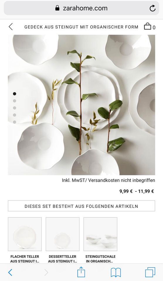 Geschirrset Zara Home Organische Form Minimalistisch ausverkauft in Bochum