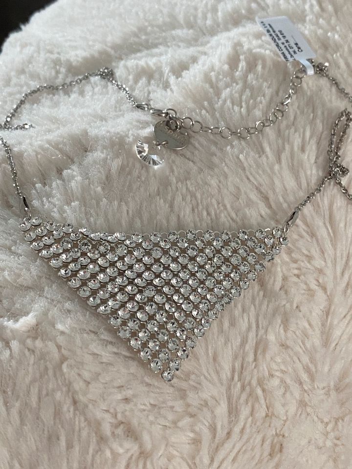 925 Silber Halskette mit Swarovski Kristall 925 Silber Collier in Karlsruhe
