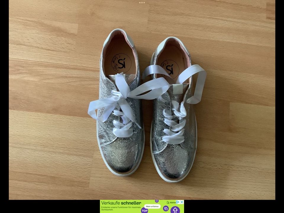 NEU SI Barcelona Leder Sneaker Silber Weiß Gr 39 NP 149€ in Gremmendorf