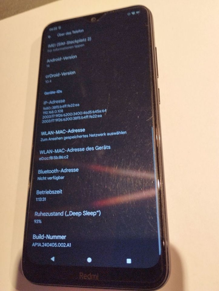 Xiaomi Redmin Note 8T - Android 14 - CrDroid in Steinheim an der Murr