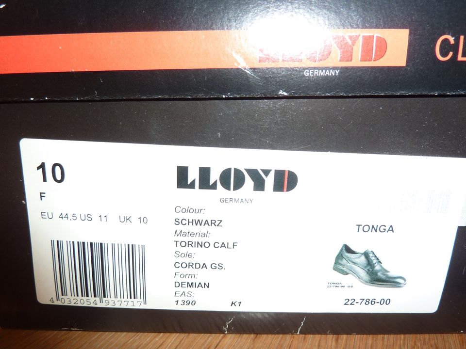 NEUE LLOYD HERRENSCHUHE - GR. 44,5 - LEDER - SCHWARZ - IN OV in Düsseldorf