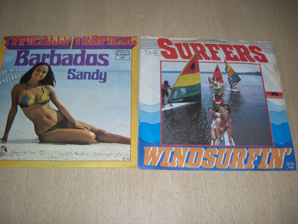 2 alte Single Schallplatten Typically Tropical/The Surfers Vinyl in Aachen