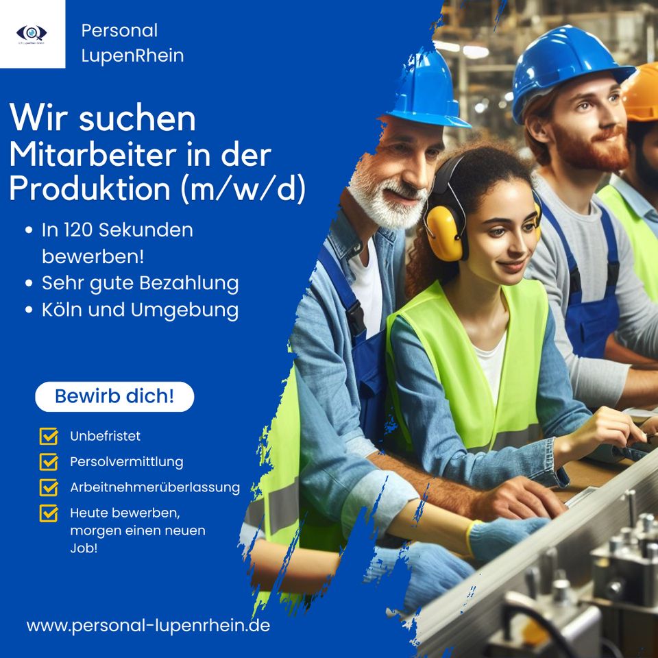 Produktionsmitarbeiter (m/w/d) bis zu 2750€ Brutto + Prämien in Köln