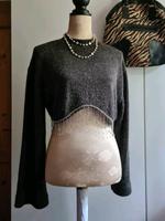 Zara grauer Pullover mit Glitzersteinen Party Struckpullover Brandenburg - Panketal Vorschau