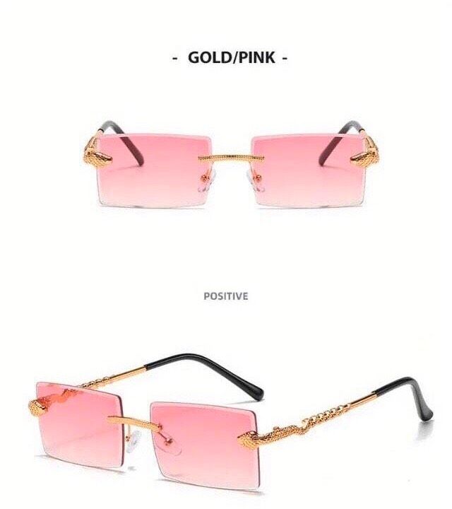 Randlose Sonnenbrille Gold/Pink (Neu) in Herne