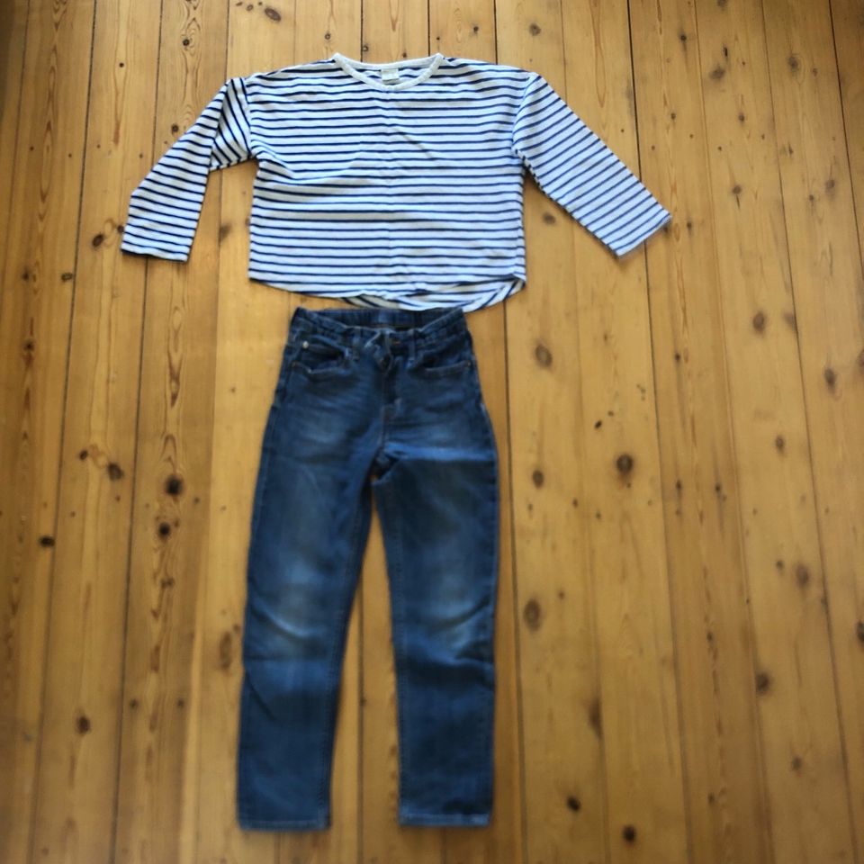 Set Zara Langarmshirt HM Jeans Hose 128 in Hamburg