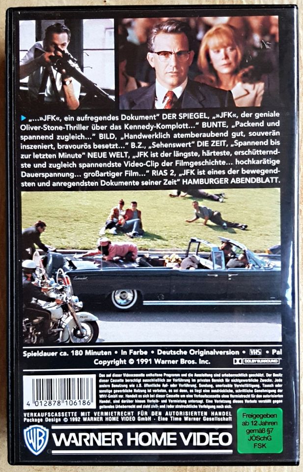 3 VHS: •JFK •Legenden der Leidenschaft •Schweigen der Lämmer.NEU. in Remshalden