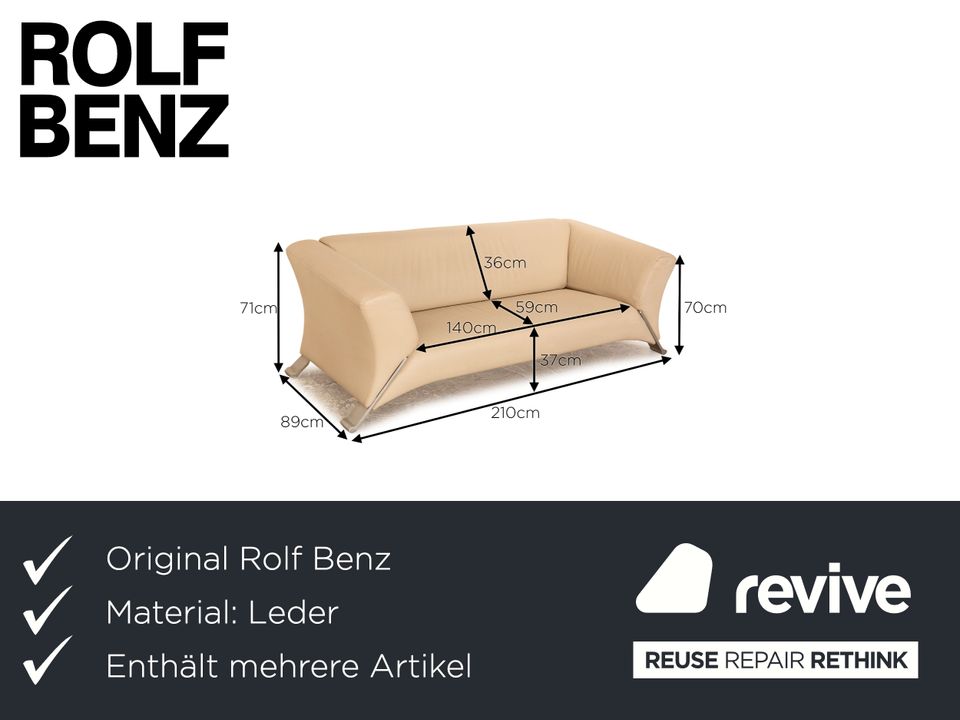 Rolf Benz 322 Leder Sofa Garnitur Creme Dreisitzer Zweisitzer in Köln