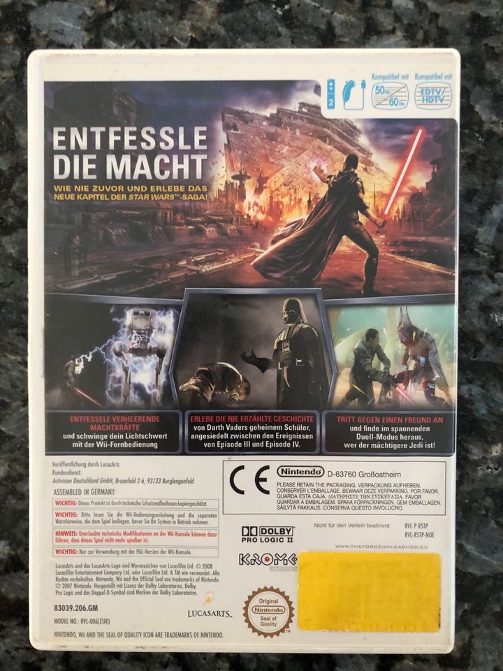 Wii Star Wars the force unleashed Spiel in Wadersloh