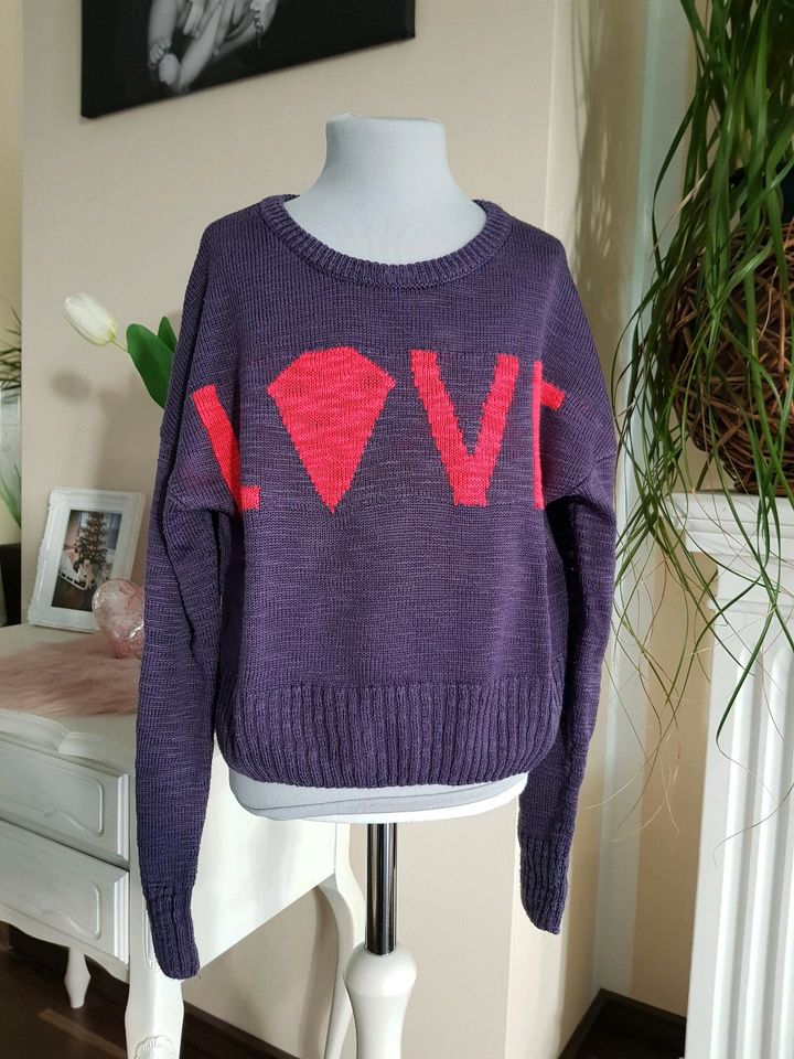Name it Mädchen Pullover Gr. 134/140 lila Love in Verl