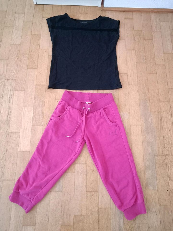 Puma Hose + Esprit Shirt Gr. XS/S Sporthose pink Leggings halblan in Ulm