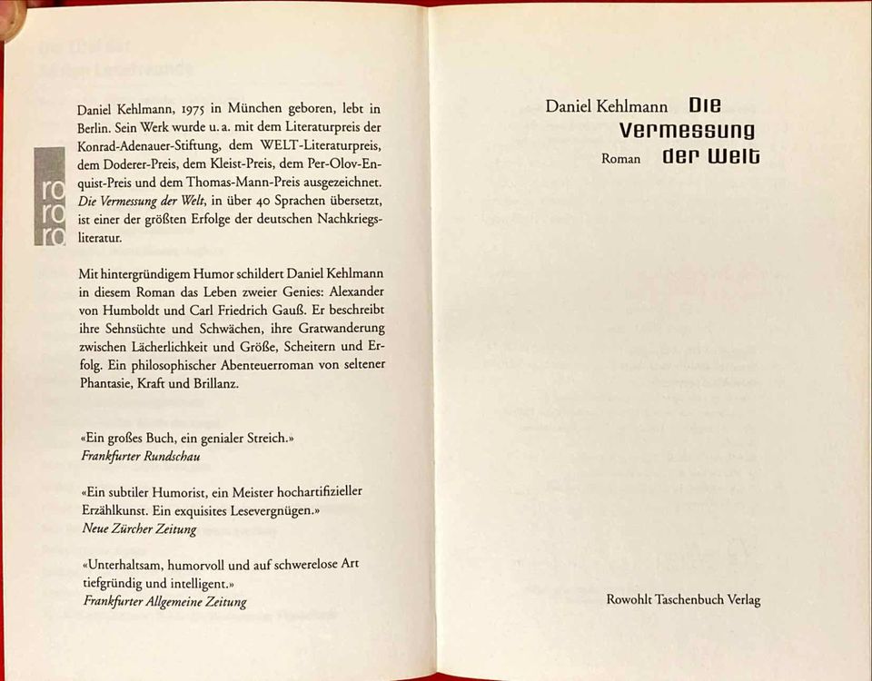 Daniel Kehlmann: Die Vermessung der Welt - Roman in Hude (Oldenburg)