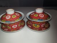 Chinesische Schale Teeschale gemarkt, Reisschale  rot Gaiwan 2 St Nordrhein-Westfalen - Schwerte Vorschau