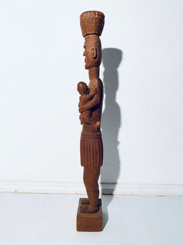 Handgeschnitzte Afrikanische Holz-Figur - Frau mit Kind - 80 cm in Köln