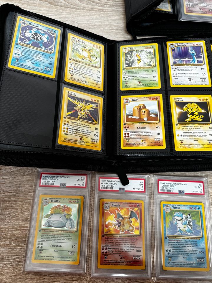 Pokemon Karten Sammlung 2x Basis Set + 1.Edition Glurak Turtok in Heßheim