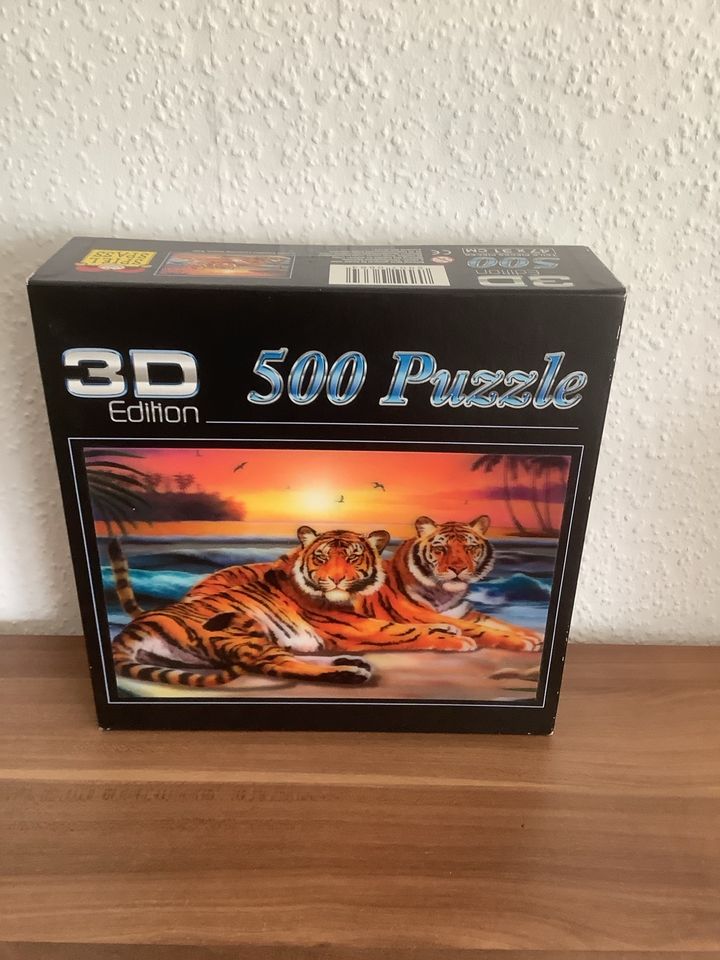 2x 3 D Effekt Puzzle, 500 Teile, Pferde, Tiger in Drolshagen