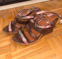 Sandale Heels mit Keilabsatz braun/ beige Niedersachsen - Hameln Vorschau