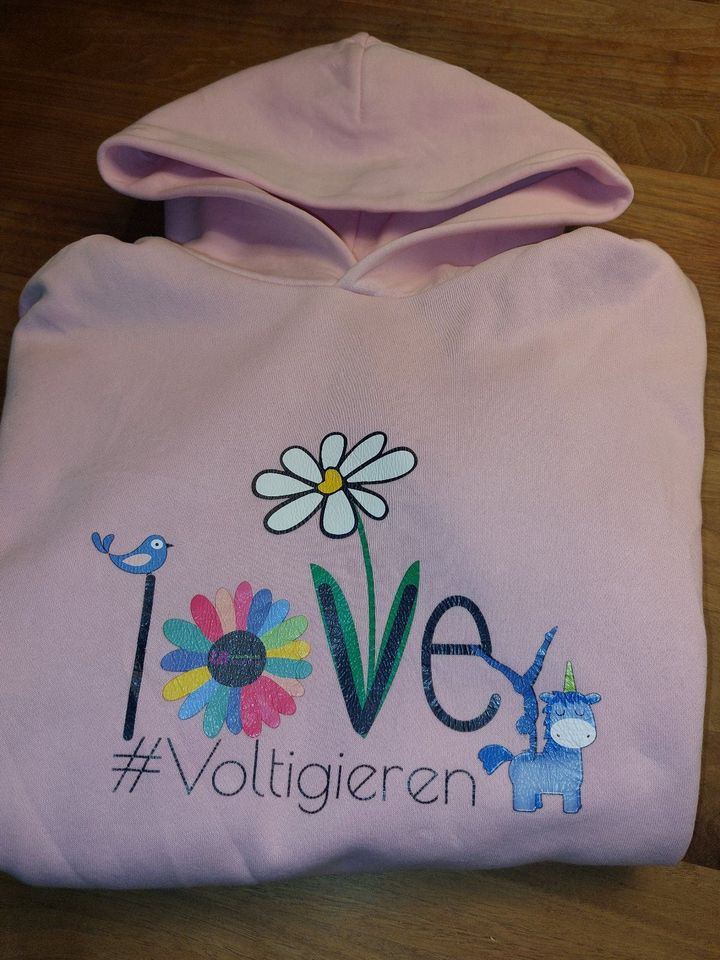 Sweatshirt Hoodie Pulli Sport Voltigieren rosa Pferd in Olching