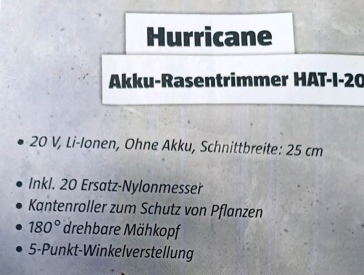 HURICANE Akku-Rasentrimmer HAT-I-20 in Bruchsal