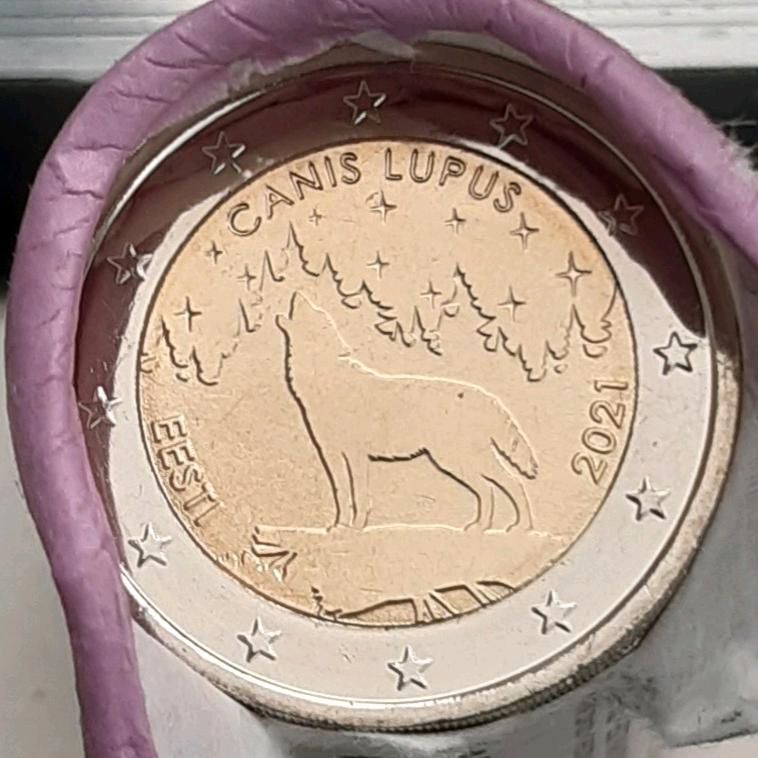 2 Euro Estland 2021 Nationaltier Wolf Canis Lupus in Osnabrück