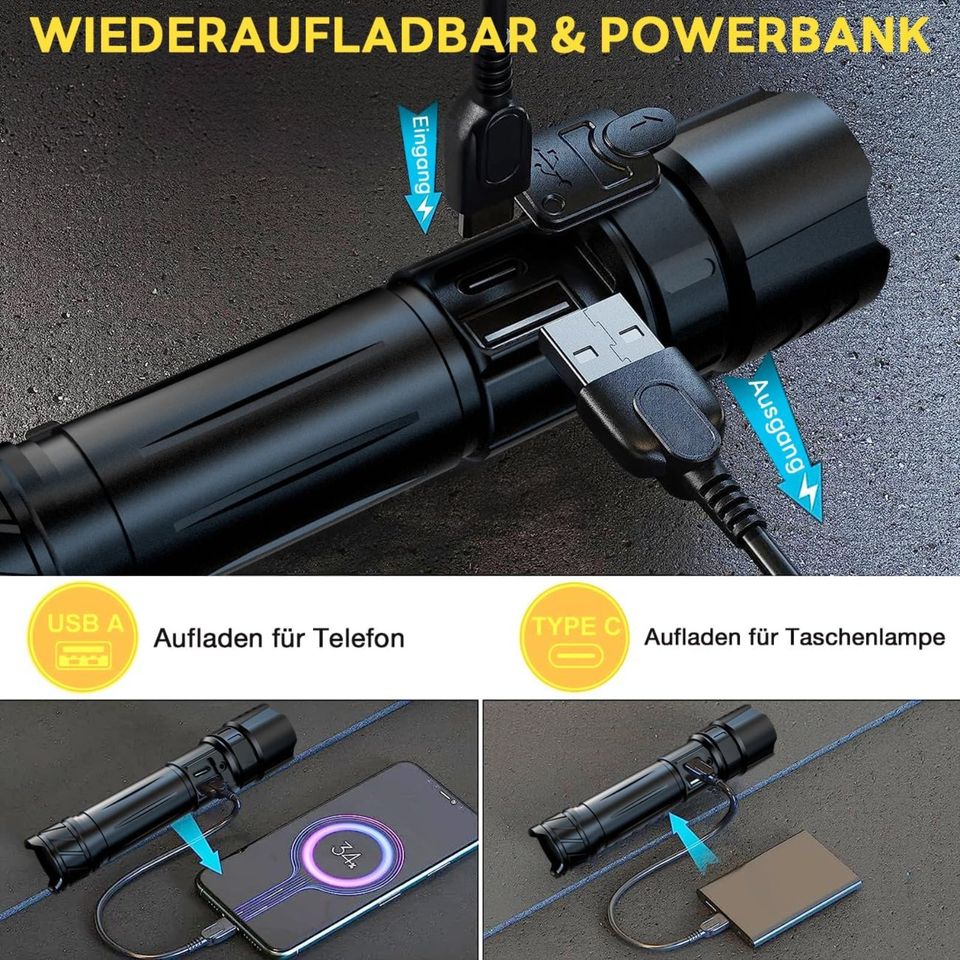 Gisaae Taktische Taschenlampe Led Aufladbar 10000 Lumen Neu in Schwerte