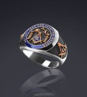 Ring mit Freimaurer Symbolen Silber/blau/gold 3 Größen NEU Hessen - Bad Vilbel Vorschau