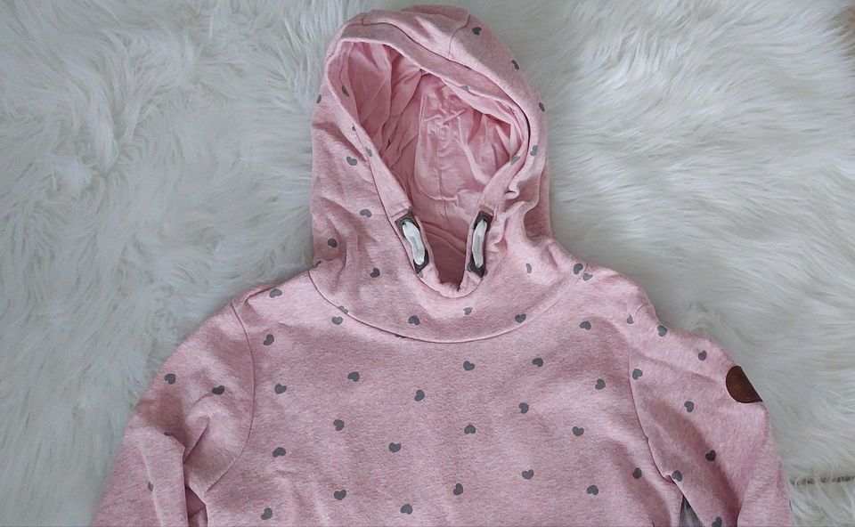 Pullover Hoodie rosa rosé mit Herzen 158/164 in Eschwege