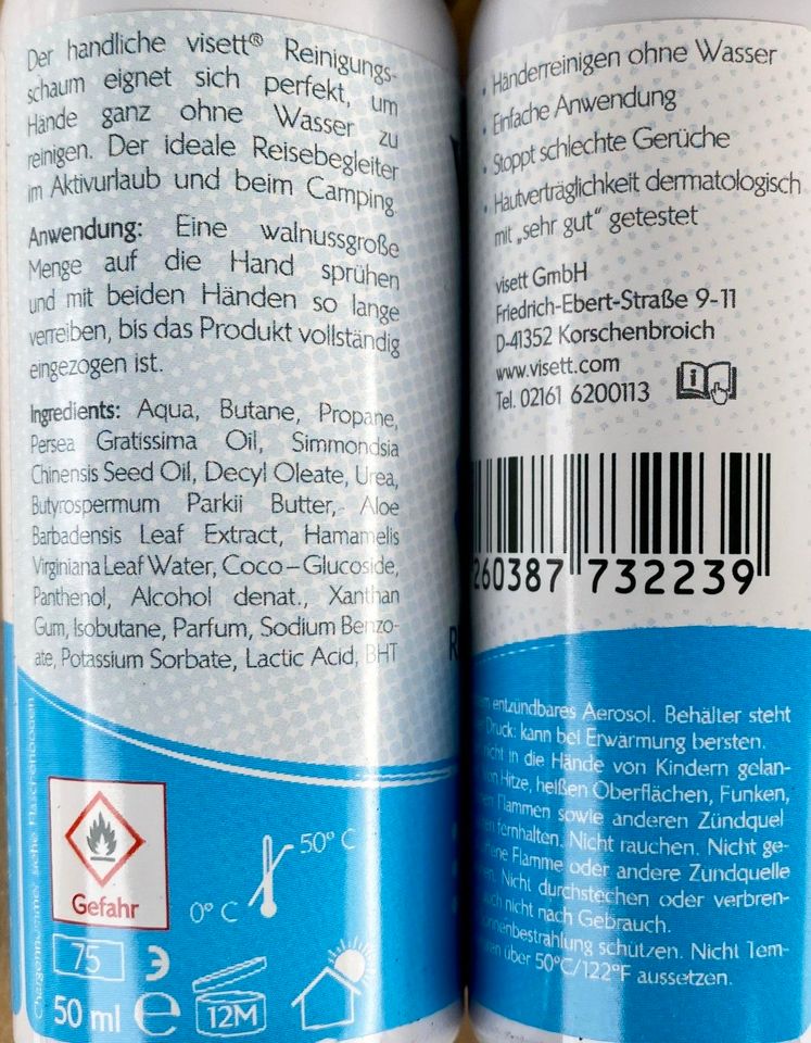 6756 Stk. Visett Reinigungsschaum für Hände und Körper 50 ml, 400 ml, Körperpflege, für Wiederverkäufer, neu, A-Ware, 5 Paletten in Tanna