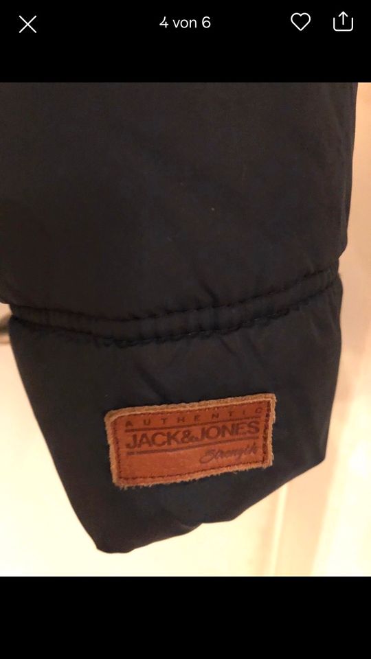 Jack&Jones Gr.L Blaue Herren Stepp/Bomber/Winterjacke/Fellkapuze in Seehausen a. Staffelsee