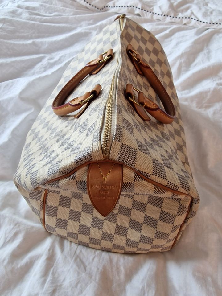 Original Louis Vuitton Handtasche Speedy Damier Azur 35 in Braunfels