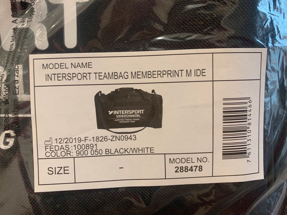 Intersport Teambag Memberprint M IDE OVP Sporttasche schwarz in Passau
