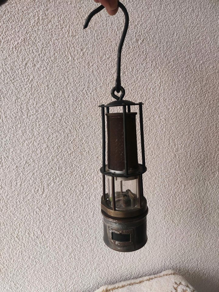 Grubenlampe Messing Bergbaulampe mit Halterung in Witten