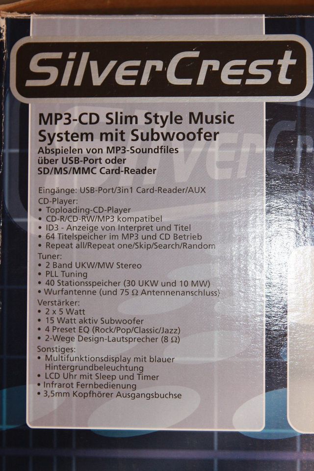 Silvercrest mp3 cd slim style music system 4teilig mit Subwoofer in Rosenheim