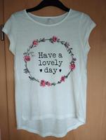 Weißes T-Shirt mit Aufschrift in Gr. XS Hessen - Brechen Vorschau